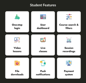 Student features in Education app
